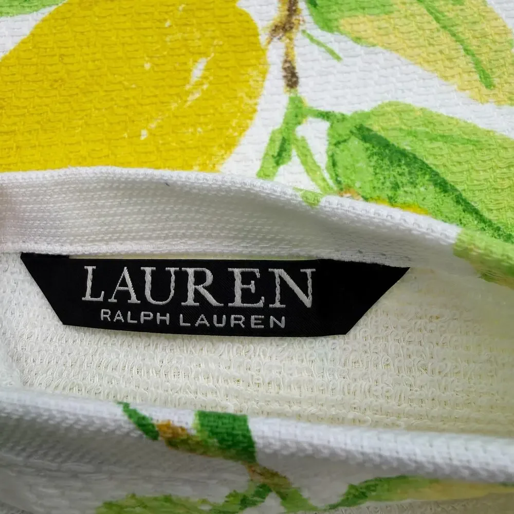 Lauren Ralph Lauren Kitchen Towels White Yellow Lemons Set of 2 Cotton 17x28 NWT